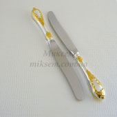 Нож десертный «Royal» с частичной позолотой (мельхиор, Срібна Поляна)