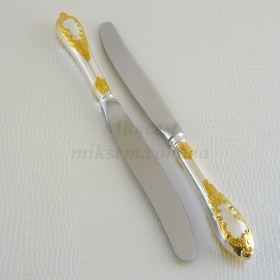 Нож столовый «Royal» с частичной позолотой (мельхиор, Срібна Поляна)